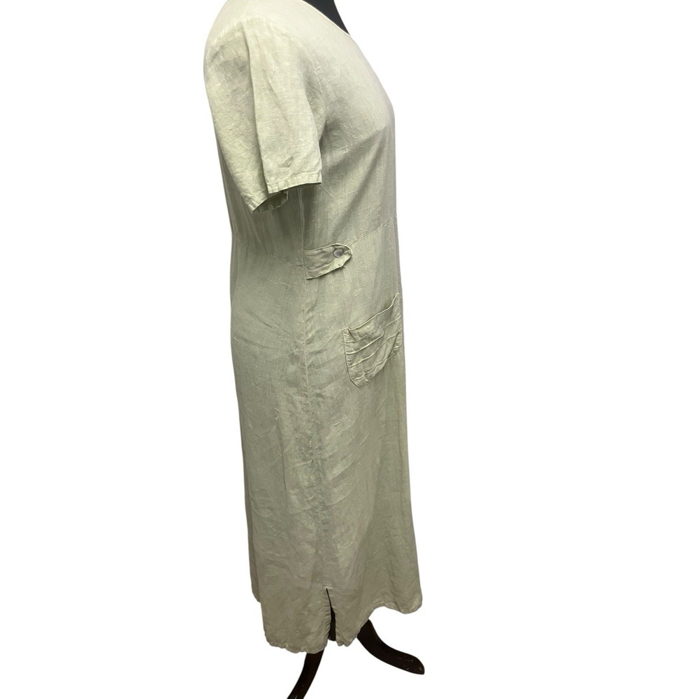 J Jill 100% linen Soft Green Maxi Relaxed Lagenlook Beach Resort Large Petite - Picture 5 of 7